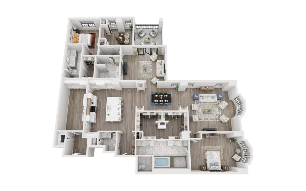 COC1 - 3 bedroom floorplan layout with 3.5 bathrooms and 3166 square feet (3D)